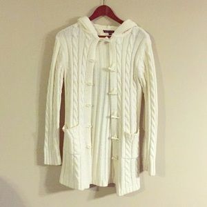 Cute cream hooded cardigan